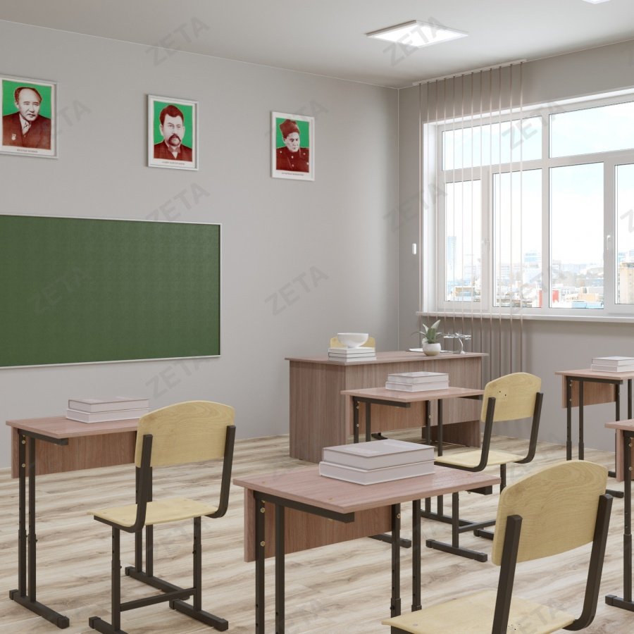 Парта 1-местная+ 1 стул (регулируемая высота)