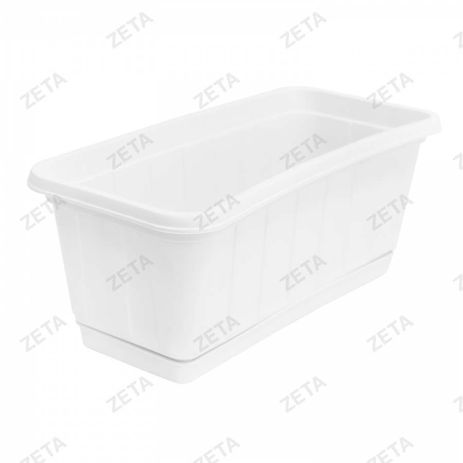 Горшок для цветов прямоугольный с поддоном белый (43 см)