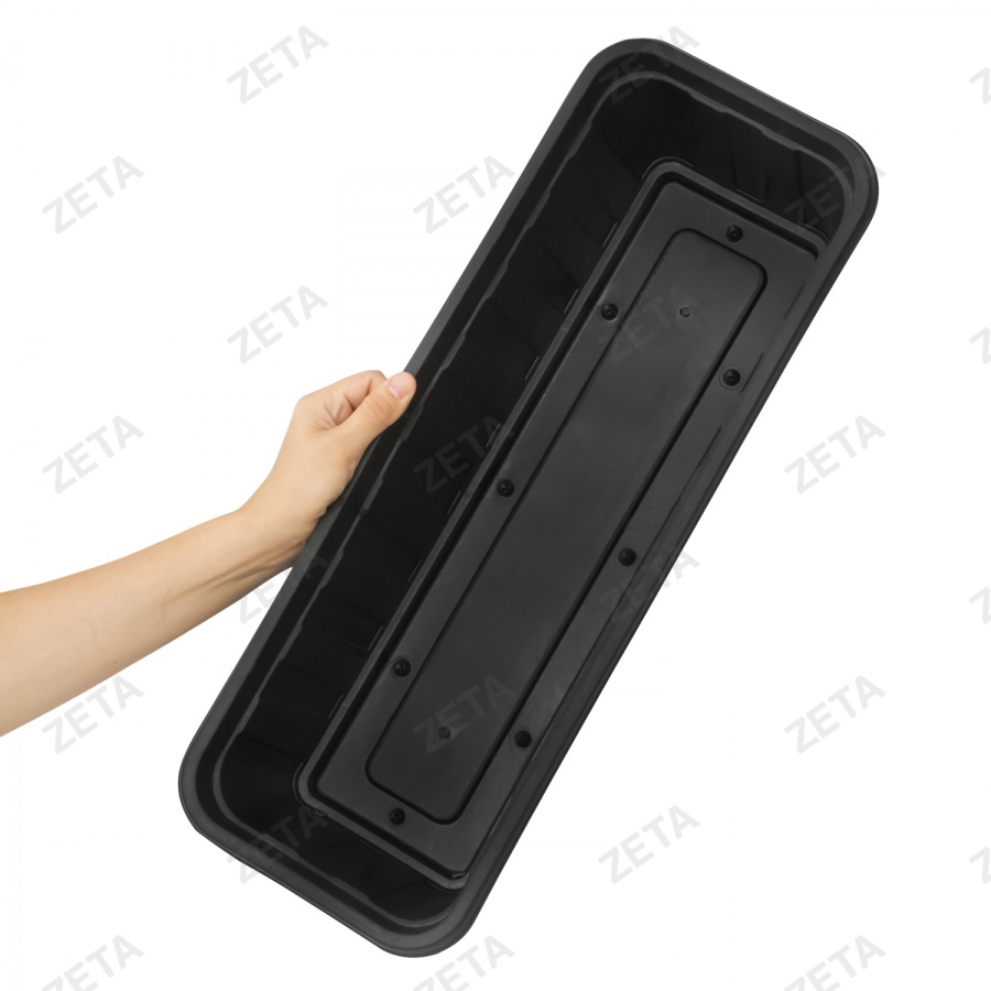 Горшок для цветов прямоугольный с поддоном, чёрный (53 см.)