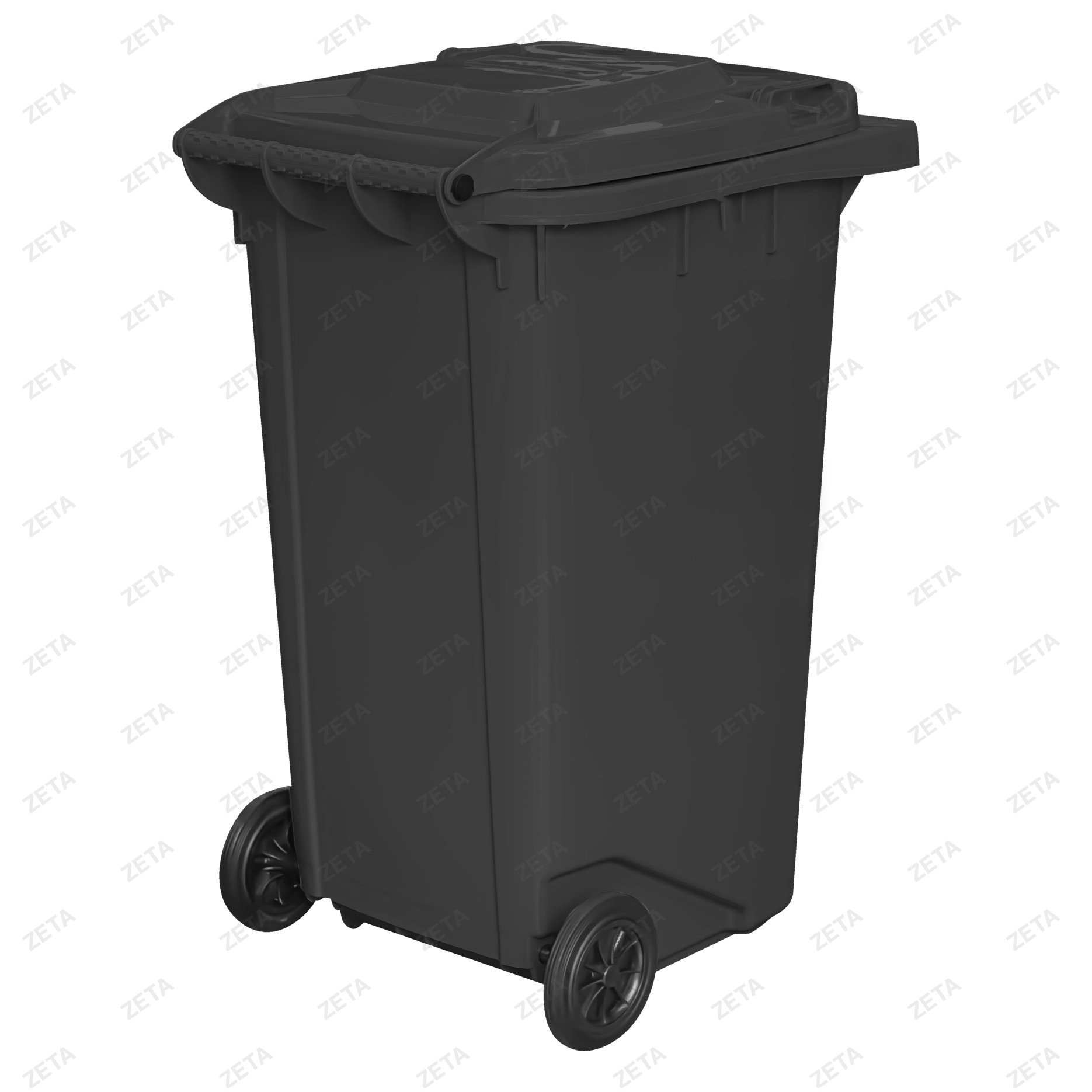 Бак мусорный 280 л. с крышкой, на колесах (чёрный) - изображение 1