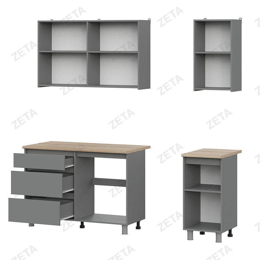 Кухонный гарнитур "Денвер" (1.6 м) №00-00110843 (графит серый/дуб сонома) (РФ)