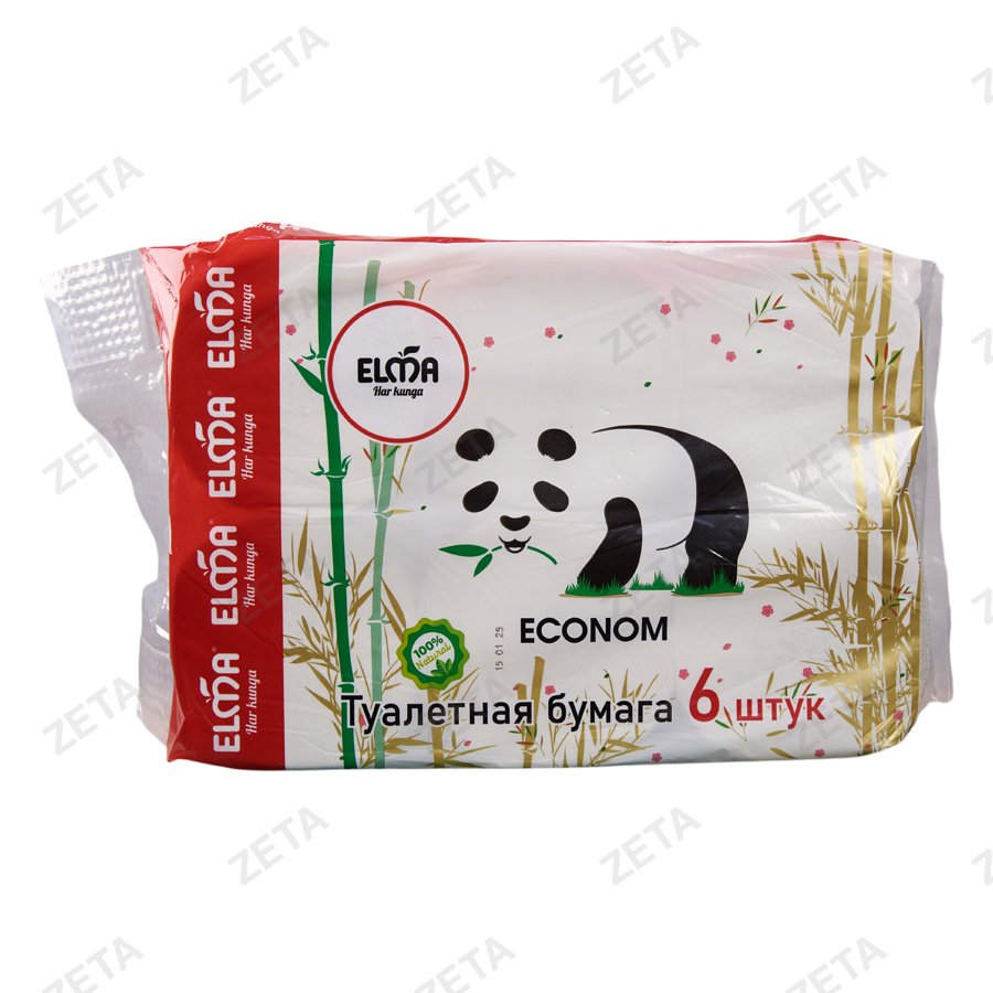 Туалетная бумага Panda Asian 2-х слойная 6 шт. №100 Elma (Узб)
