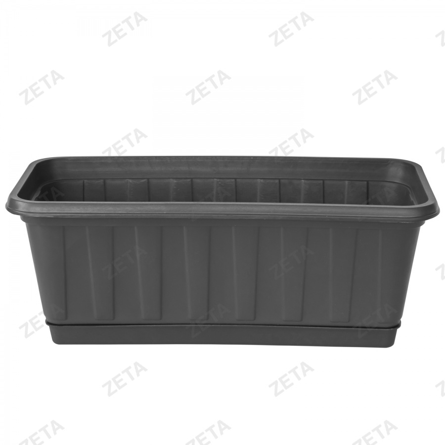 Горшок прямоугольный с поддоном "М", чёрный (43 см)