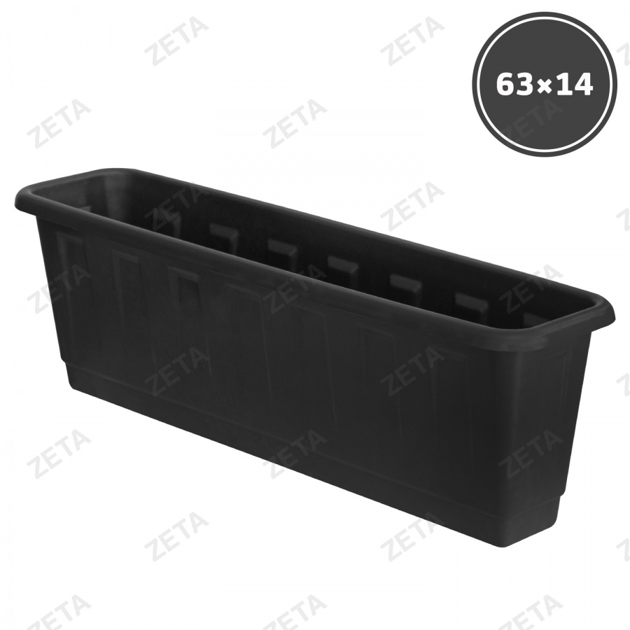 Горшок прямоугольный узкий, чёрный (63 см.)
