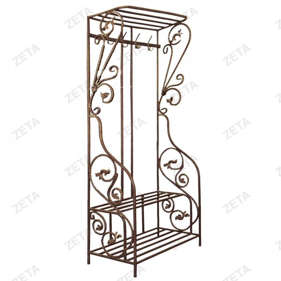 Вешалка-гардеробная с подставкой для обуви (кованые элементы и рифленная труба) - изображение 1