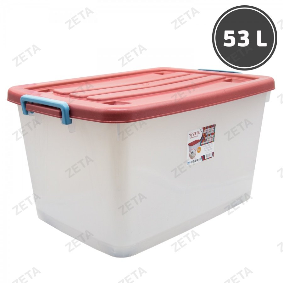 Контейнер пищевой с цветной крышкой на колесиках (53 л.)