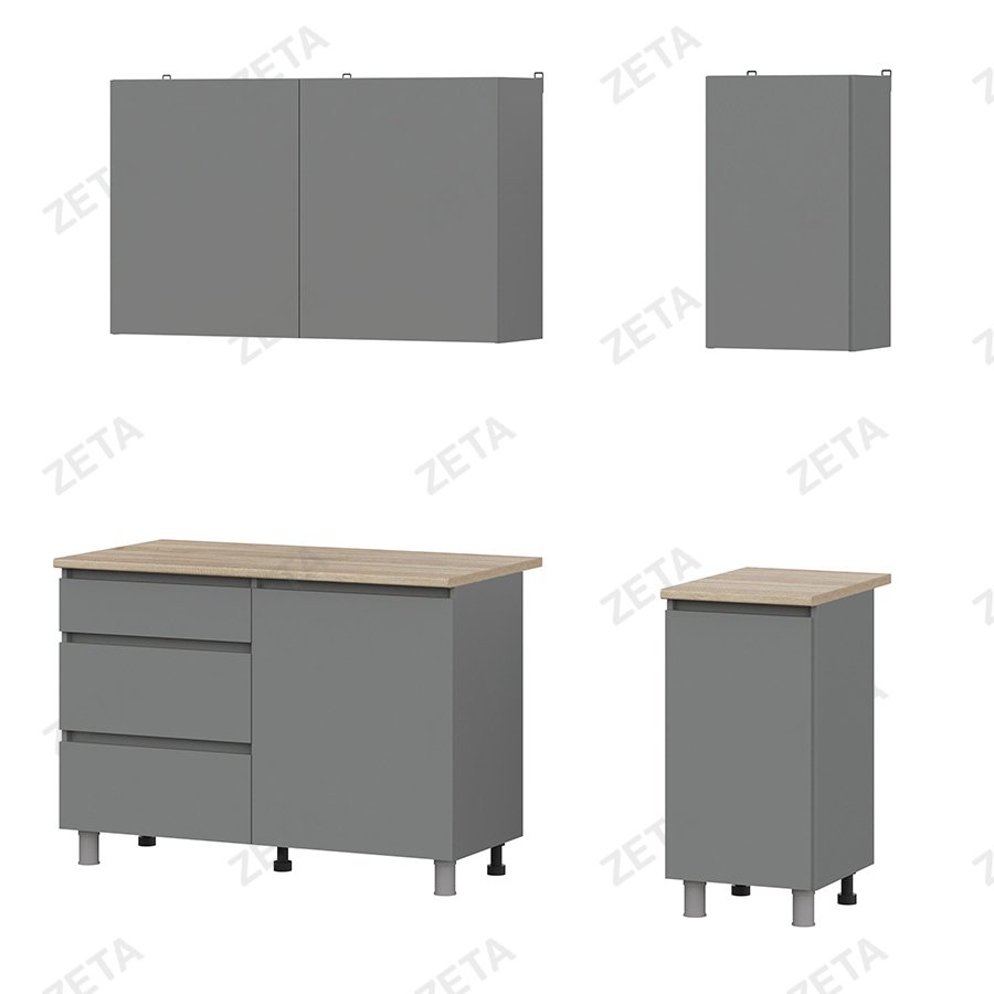 Кухонный гарнитур "Денвер" (1.6 м) №00-00110843 (графит серый/дуб сонома) (РФ)