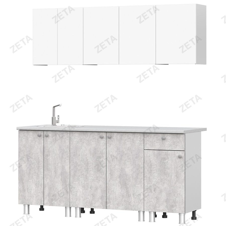 Кухонный гарнитур "КГ- 1" (1.8 м) №00-00103136 (белый/белый цемент/светлый антарес) (РФ)