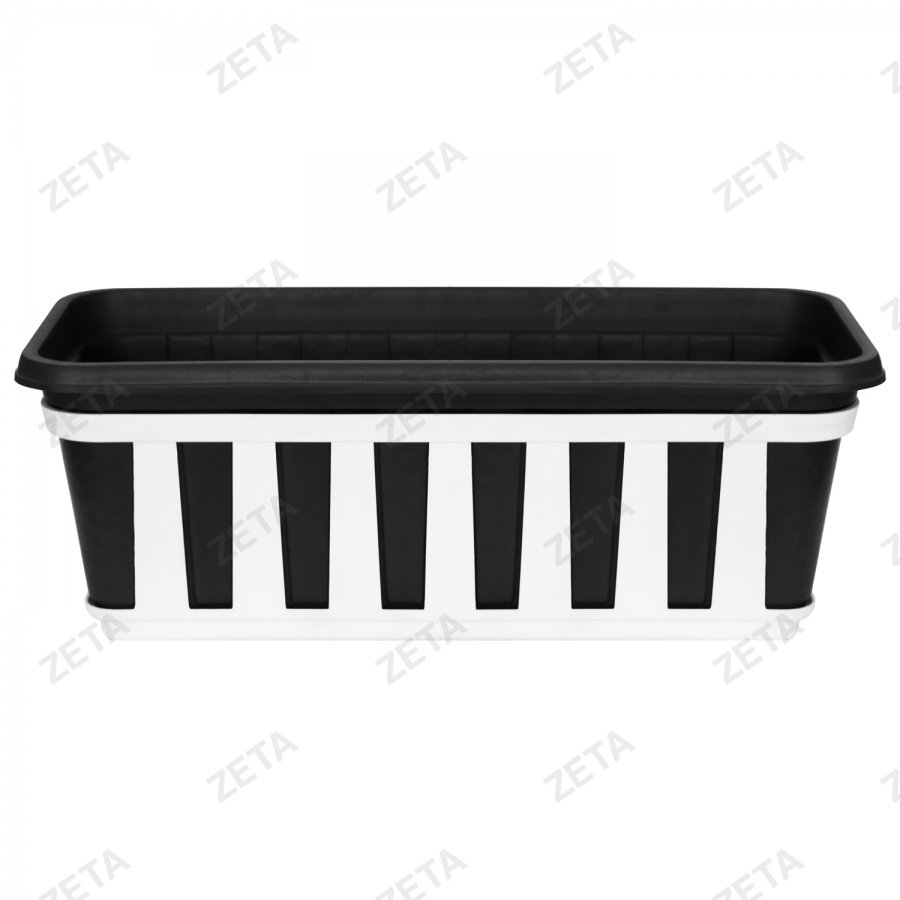 Горшок прямоугольный "М" с поддоном "Страйп" (чёрный)