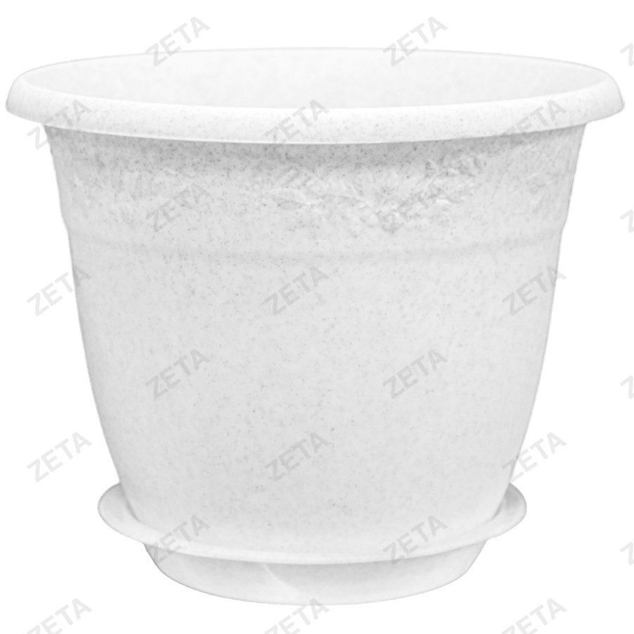 Кашпо для цветов Рябина с поддоном, 6 л. (белый мрамор) - изображение 1
