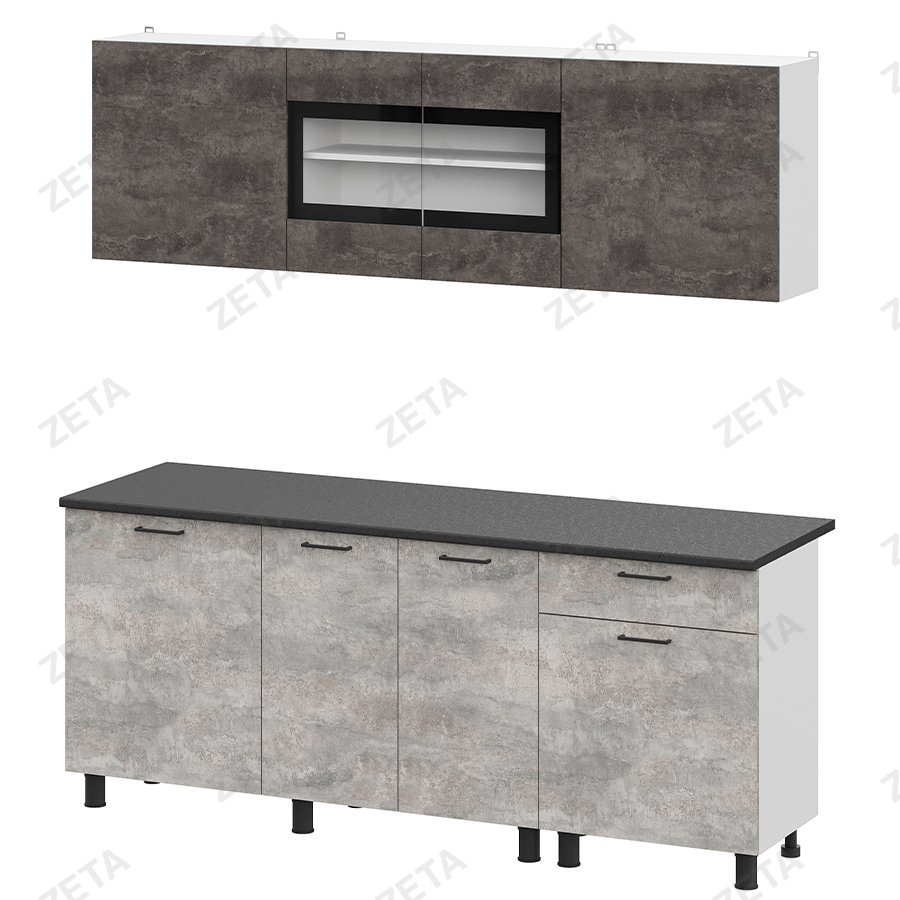 Кухонный гарнитур "КГ- 9" (2.0 м) №00-00112357 (белый цемент/темный цемент/светло-чёрный) (РФ)