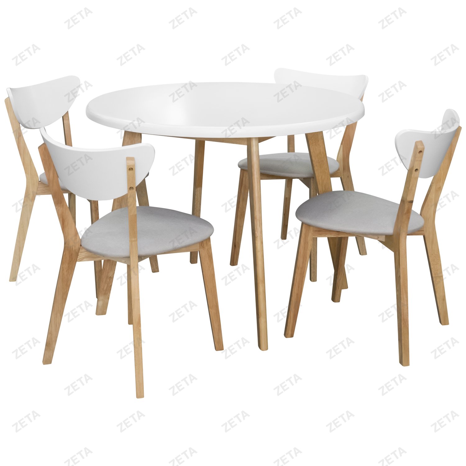 Комплект мебели: стол + 4 стула №RH 7309T+RH 371 (натуральный/белый) (Малайзия) - изображение 1