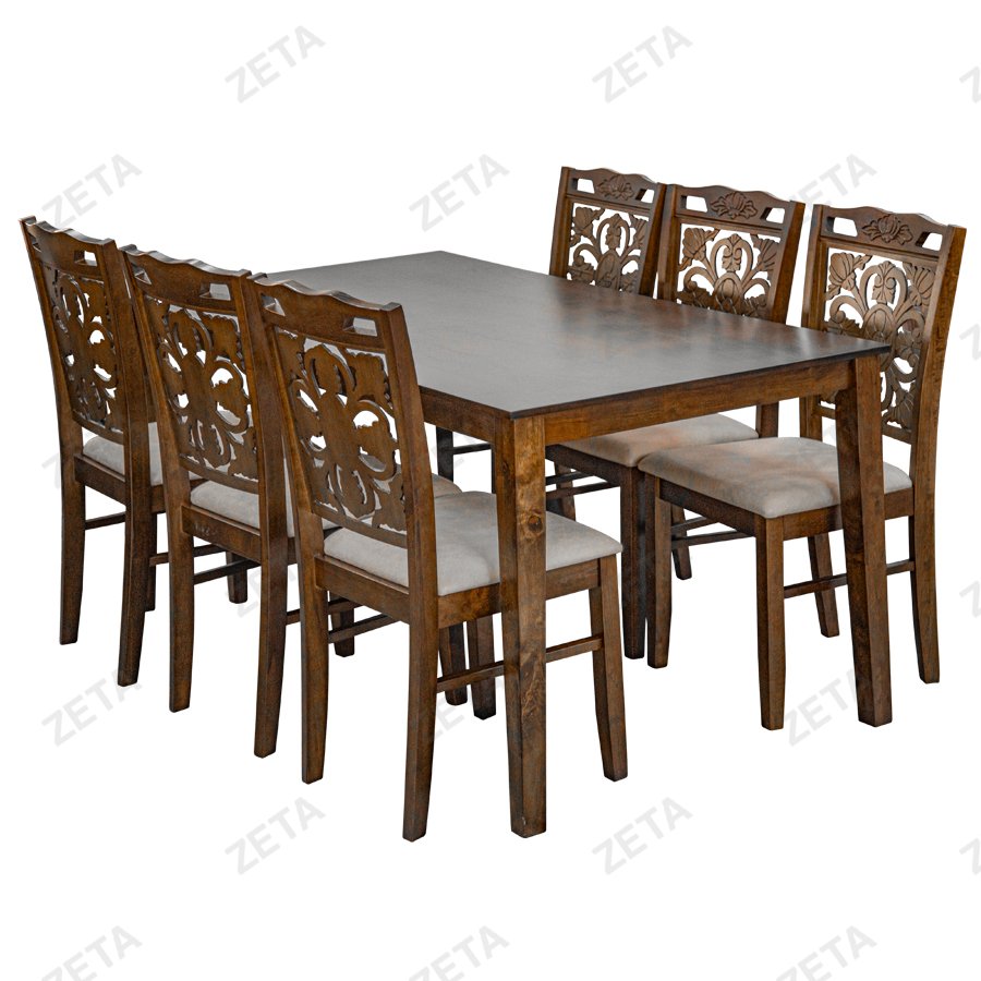 Комплект мебели: стол + 6 стульев №В1 (орех/серый) (Малайзия) - изображение 1