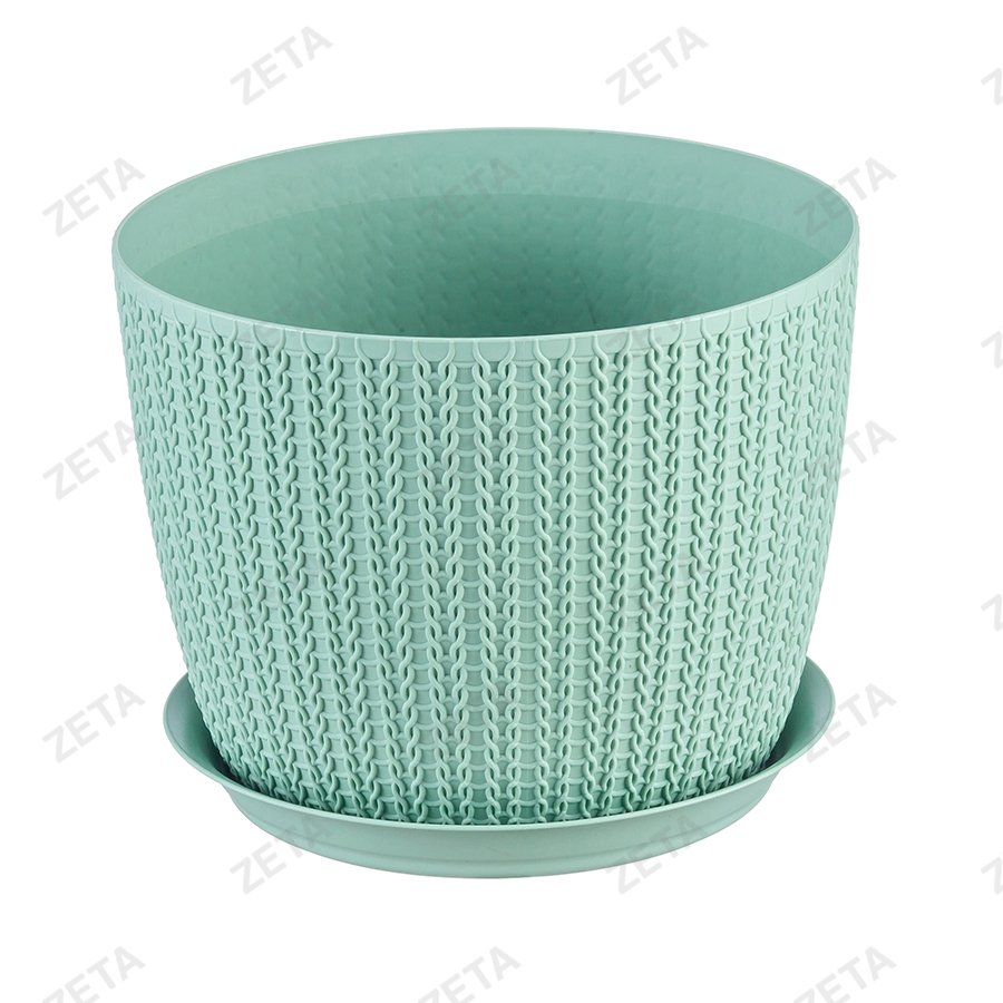 Кашпо 1,1 л. d135 мм. с поддоном "Вязание" №М 3119