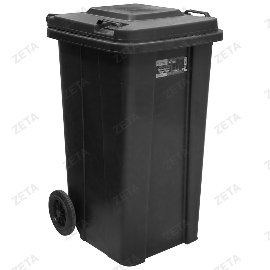 Мусорный бак с крышкой на колёсах, чёрный (140 л.) - изображение 1