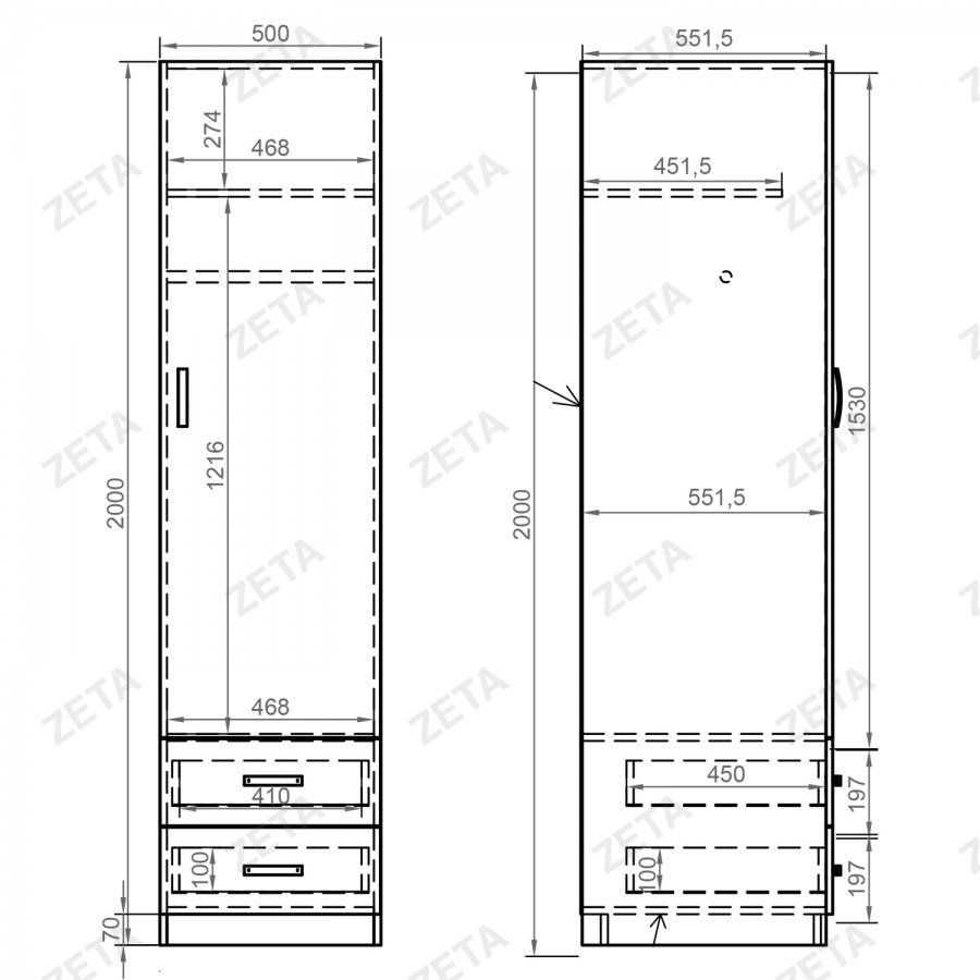 Шкаф Кул ШОК-1 500*550*2000 Н стандартные цвета