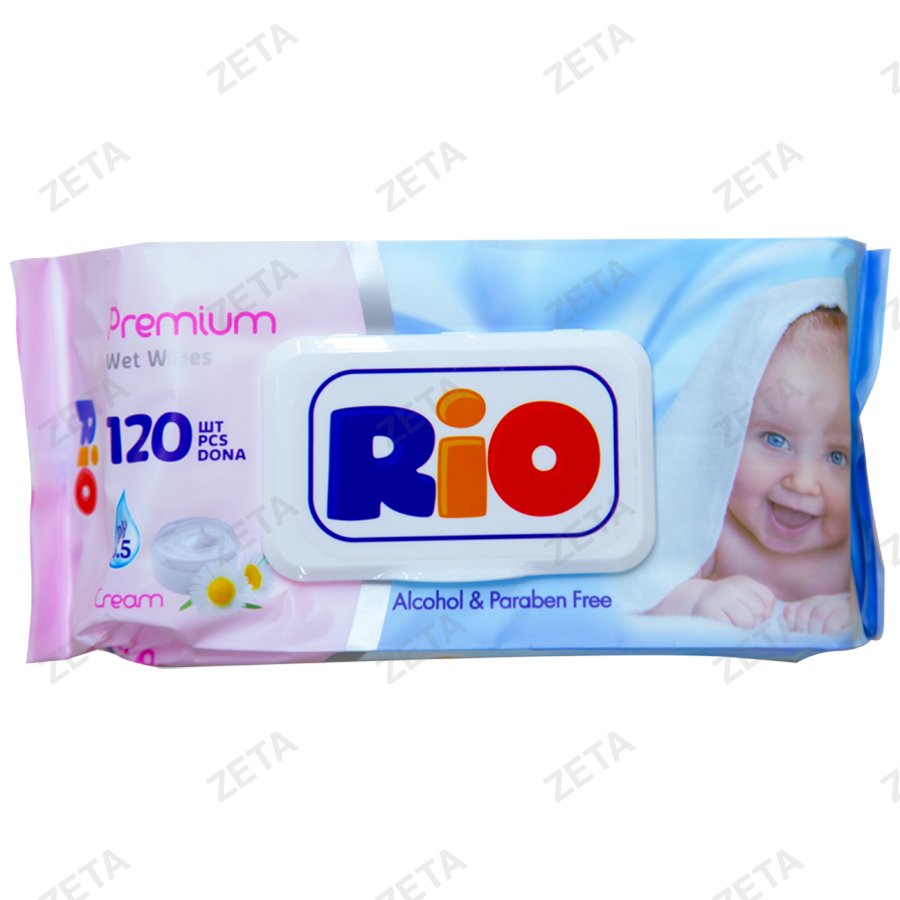 Салфетки влажные Rio Baby с кремом 72 шт