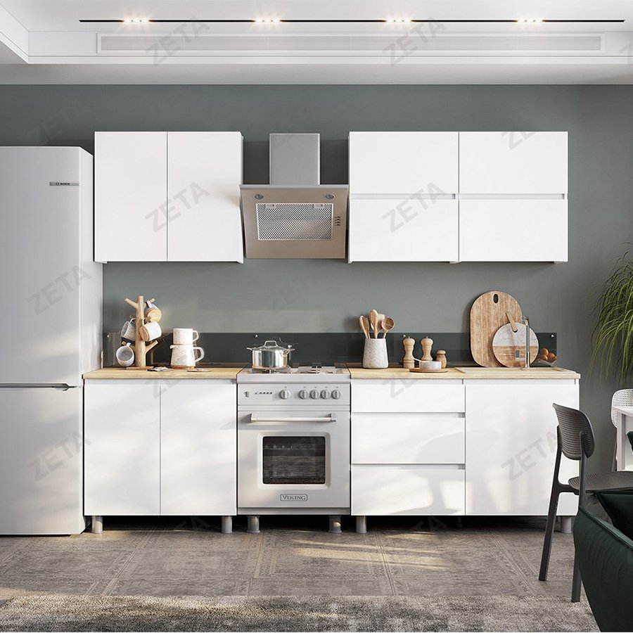 Кухонный гарнитур "Токио" (2.0 м) серия 3 №00-00110826 (белый, текстурный, дуб сонама) (РФ)