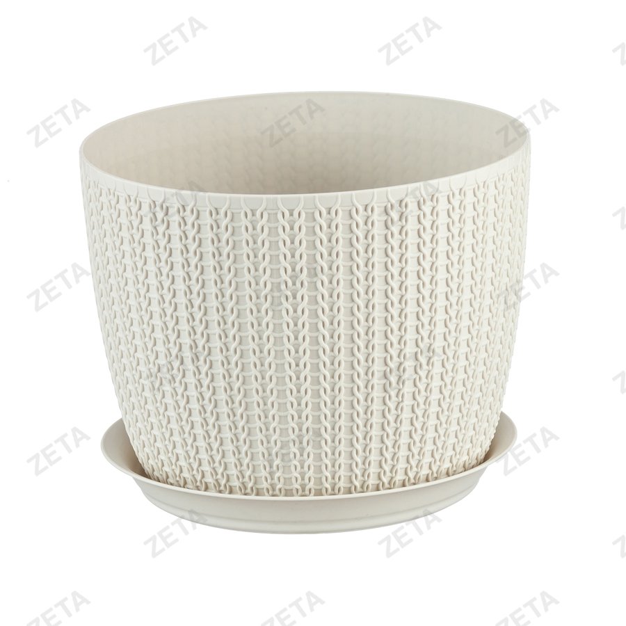Кашпо d1,9 л. 155 мм. с поддоном "Вязание" №М 3120