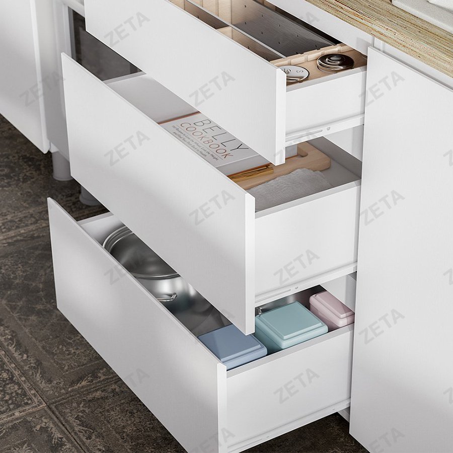 Кухонный гарнитур "Токио" (2.0 м) серия 3 №00-00110826 (белый, текстурный, дуб сонама) (РФ)