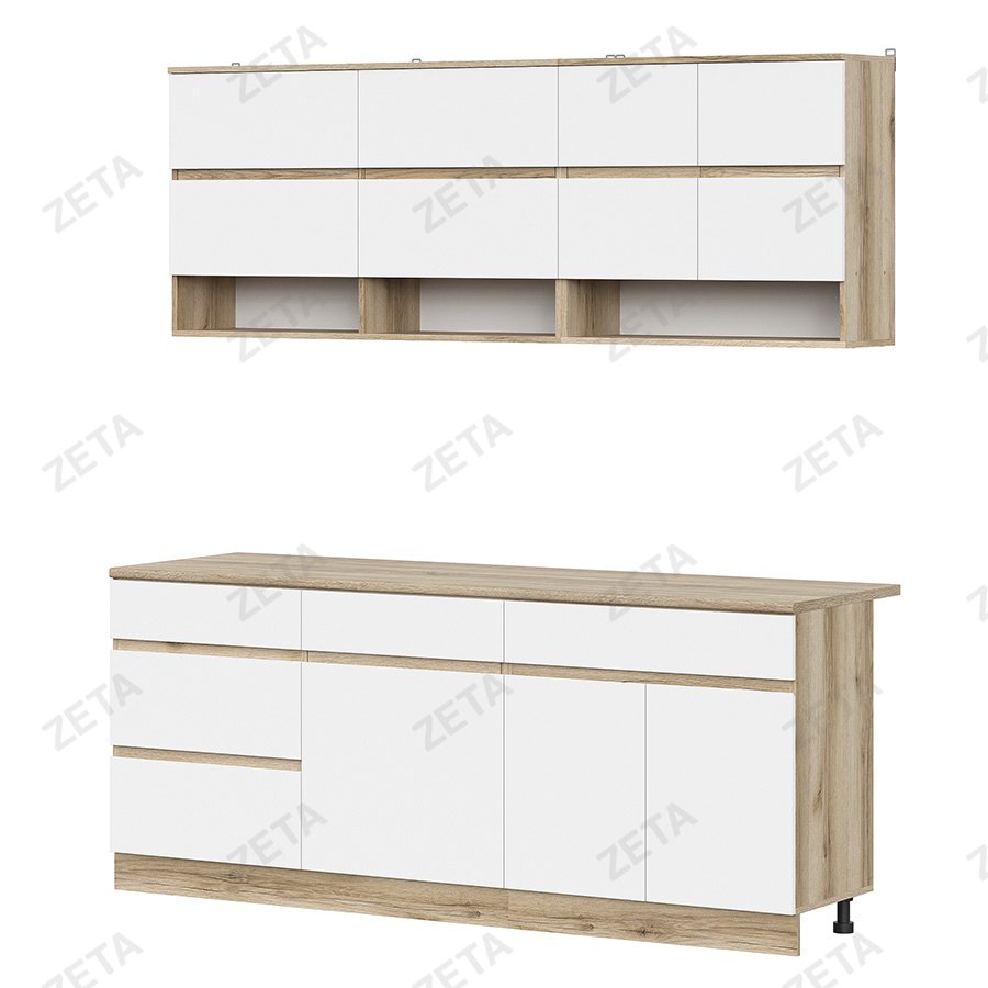 Кухонный гарнитур "Брауни" (2.0 м) №00-00113362 (дуб делано/белый/дуб сонома) (РФ) - изображение 1