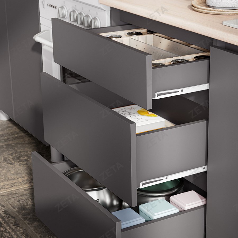 Кухонный гарнитур "Денвер" (2000 мм) №00-00110844 (графит серый/дуб сонома) (РФ)