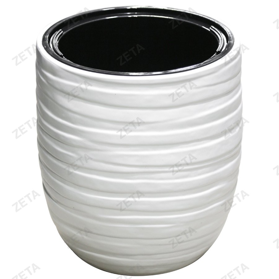 Кашпо для цветов "Лайн М" белое - изображение 1