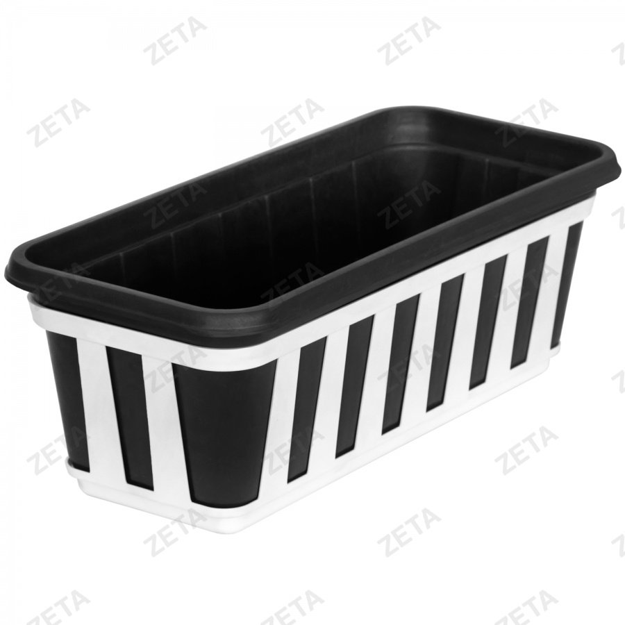 Горшок прямоугольный "М" с поддоном "Страйп" (чёрный)