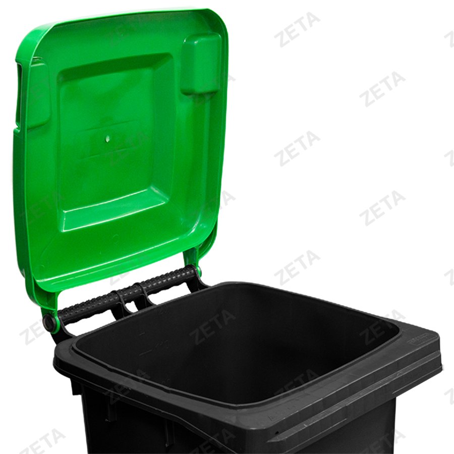 Бак мусорный с крышкой 120 л. (зелёный/чёрный) №LD-120АС (ВИ)
