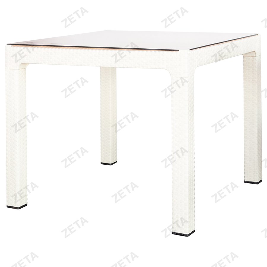 Стол квадратный со стеклом Premium (белый) (Уз-S)