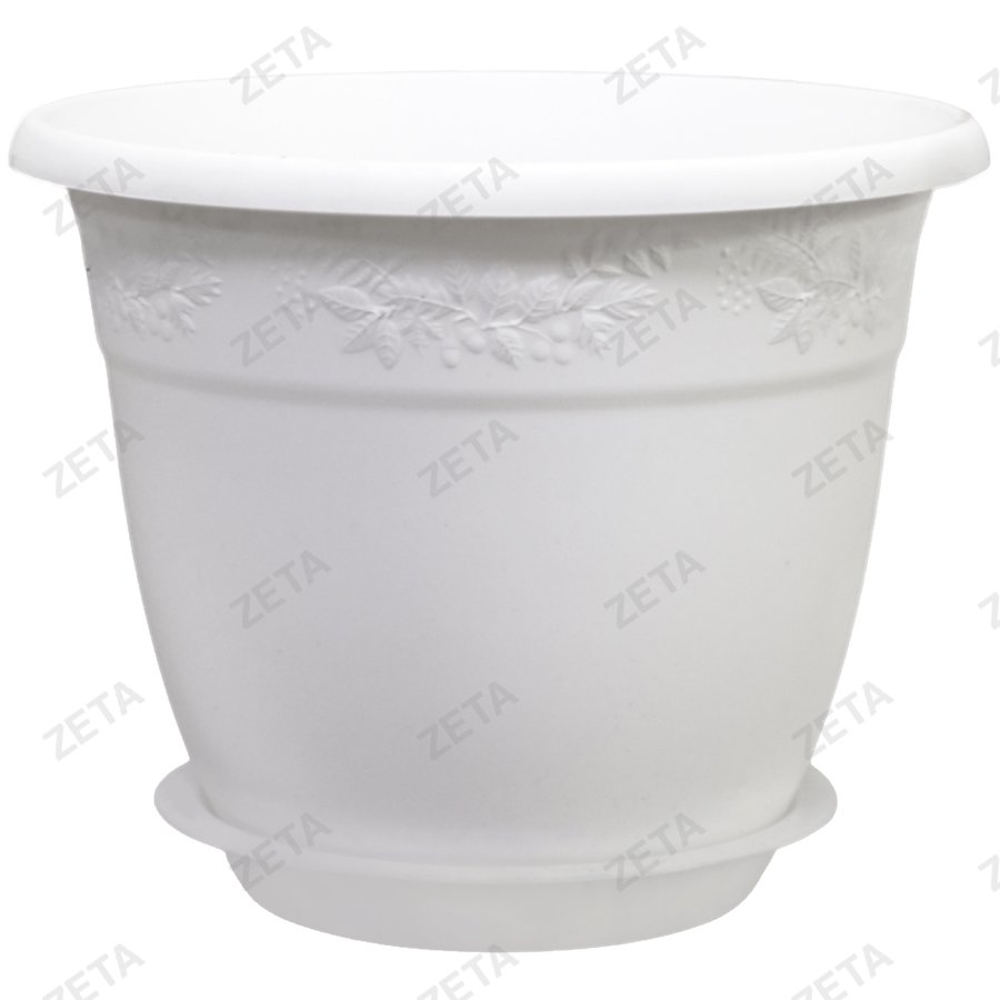 Кашпо для цветов Рябина с поддоном, 6 л. (белый) - изображение 1