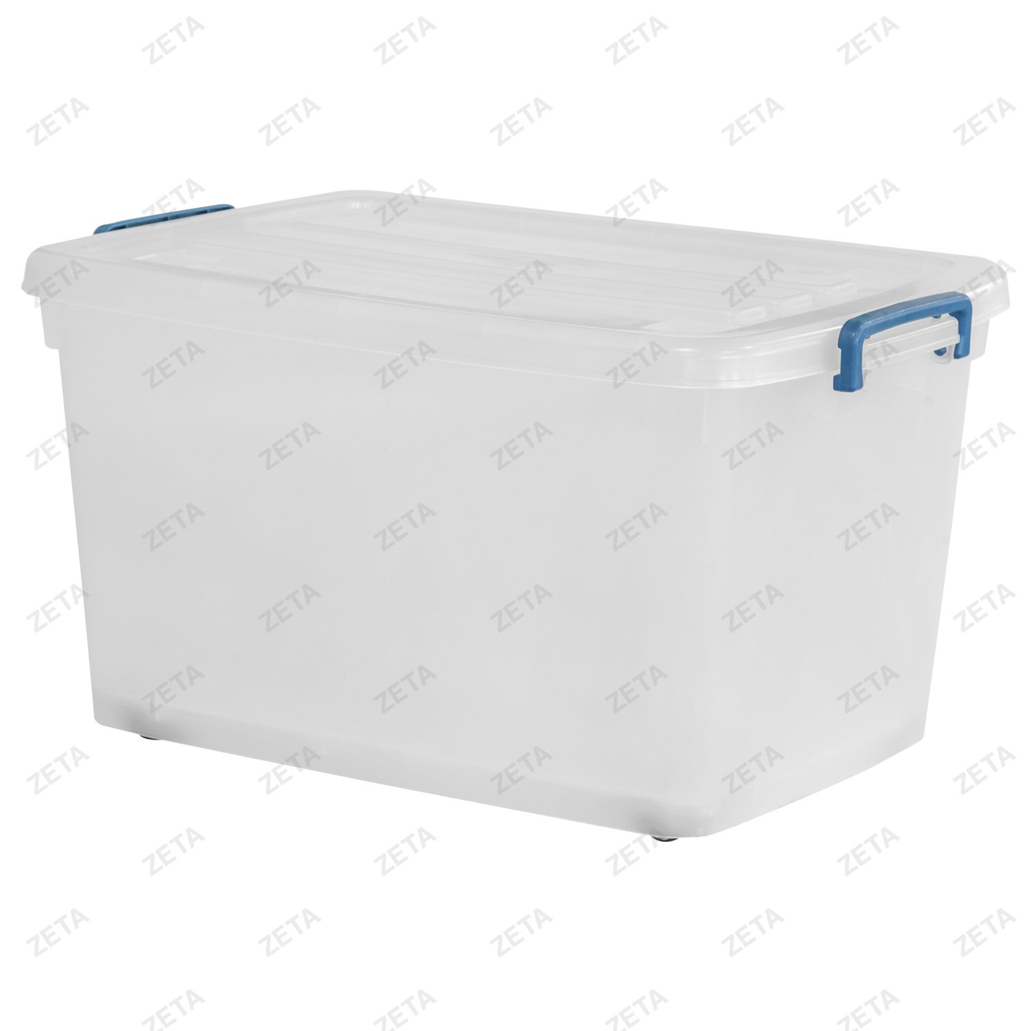 Контейнер пищевой прозрачный на колёсиках (53 л.) с крышкой